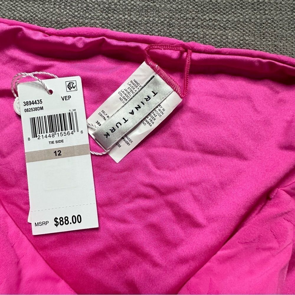 Trina Turk SWAY TIE SIDE PANT Bikini Bottoms Pink Palm Tree Size 12 NWT - Picture 6 of 7
